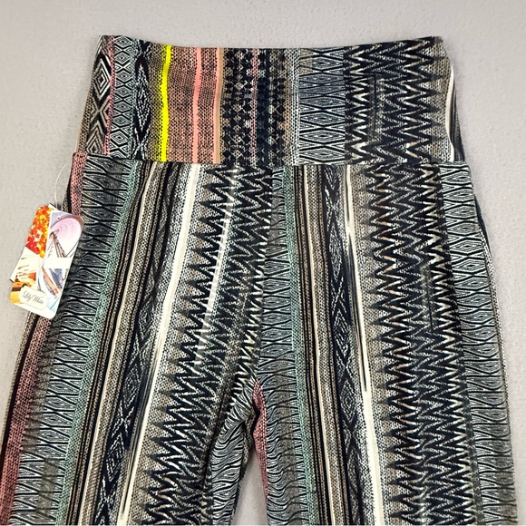 Lily White Plazzo Pants Women's‎ Large Multicolor Patterned Wide Leg Multicolor - Picture 7 of 12